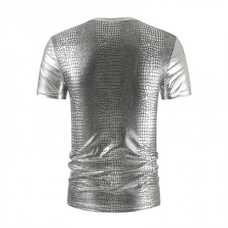 Summer Men's New Casual Local Gold Short-Sleeved Round Neck Shiny Men's T-Shirt